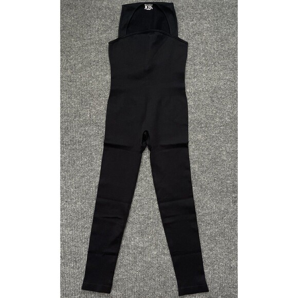 OQQ Medium Black Bodysuit Stretch Slimming Ribbed Square Neck Jumpsuit One Piece - Picture 5 of 8